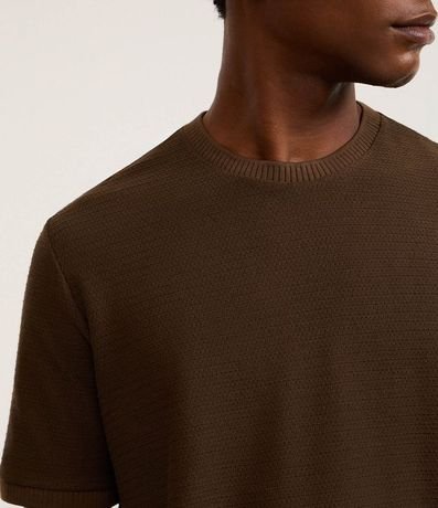 Remera Texturizada con Algodón y Cuello Redondo 3