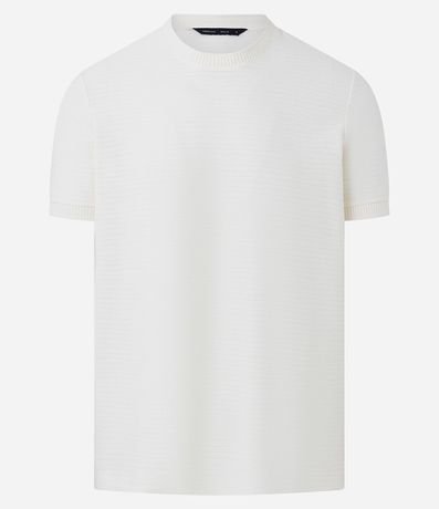 Remera Texturizada con Algodón y Cuello Redondo 5