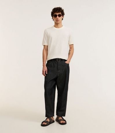 Remera Texturizada con Algodón y Cuello Redondo 2