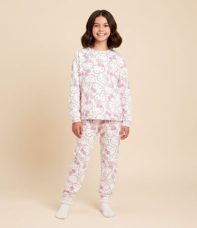 Pijama Infantil Largo en Plush con Estampa de Hello Kitty – Talle 4 a 16 años