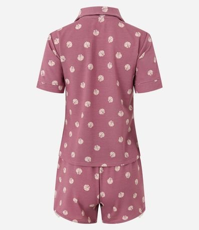 Pijama Short Doll Americano en Viscosa con Estampa de Caracolas y Detalle Encaje 6