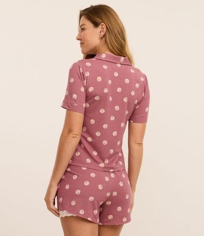 Pijama Short Doll Americano en Viscosa con Estampa de Caracolas y Detalle Encaje 4
