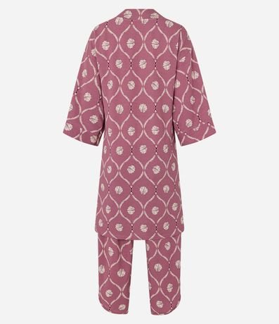 Trio de Pijama con Bata de Baño en Viscosa y Estampa de Caracolas 6