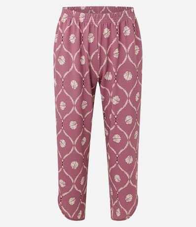 Trio de Pijama con Bata de Baño en Viscosa y Estampa de Caracolas 9