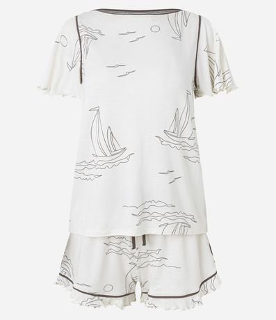 Pijama Short Doll en Viscosa con Estampa de Barcos 4