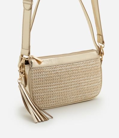 Cartera Baguette Pequeña con Efecto Paja Detalle de Tássel Boho Romántico