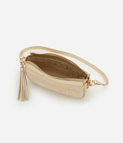 Cartera Baguette Pequeña con Efecto Paja Detalle de Tássel Boho Romántico 5