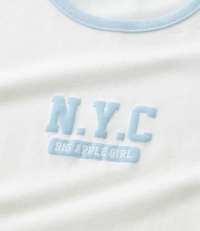 Remera Baby Look Infantil Estilo College con Estampa Lettering N.Y.C - Talle 5 a 14 años 6