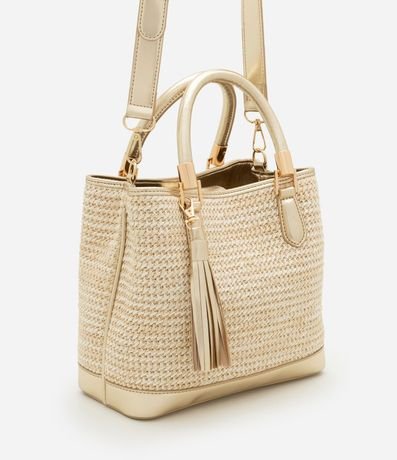 Cartera Satchel Mediana Textura Paja con Tássel Boho Romántico
