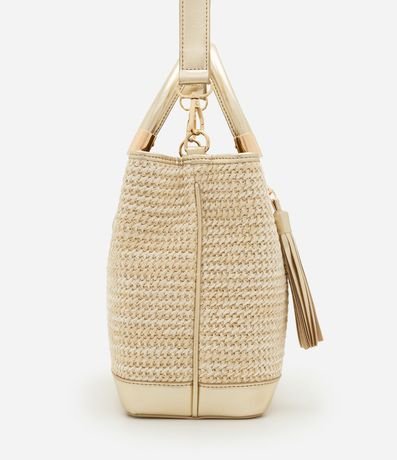 Cartera Satchel Mediana Textura Paja con Tássel Boho Romántico 3