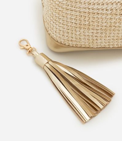 Cartera Satchel Mediana Textura Paja con Tássel Boho Romántico 7