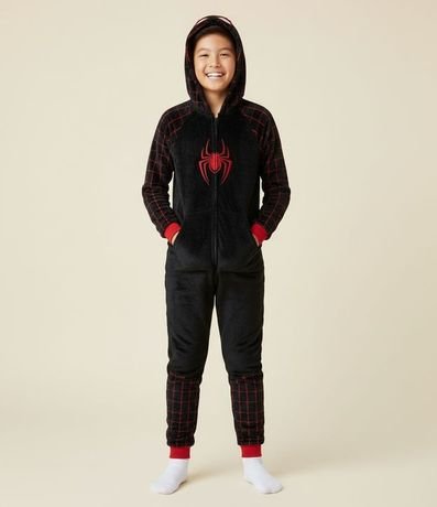 Pijama Jumper Infantil en Fleece con Bordado Spider-Man - Talle 4 a 14 años