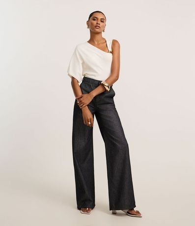 Blusa en Punto con Mangas Asimétricas y Adorno Metalizado 2