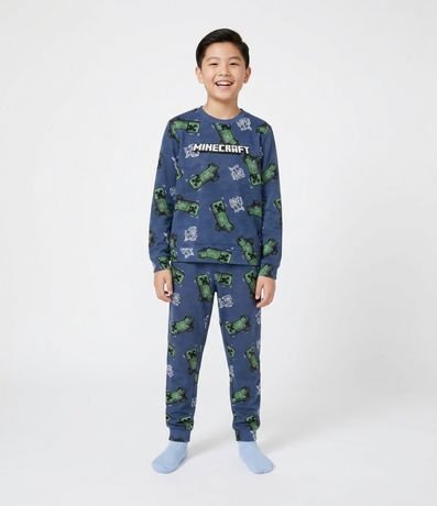 Pijama Infantil en Plush con Estampa de Minecraft – Talle 5 a 14 años 1