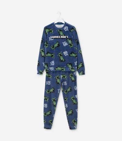 Pijama Infantil en Plush con Estampa de Minecraft – Talle 5 a 14 años