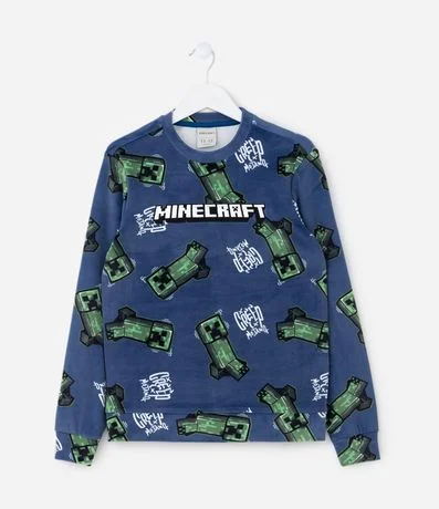 Pijama Infantil en Plush con Estampa de Minecraft – Talle 5 a 14 años 2