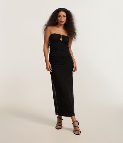 Vestido Midi Nuevo en Tule con Ribete en el Escote 1