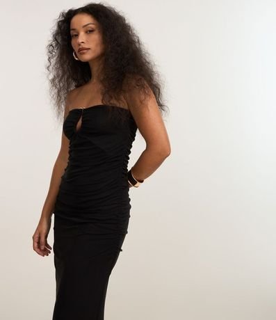 Vestido Midi Nuevo en Tule con Ribete en el Escote 2