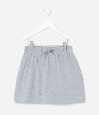 Pollera Infantil en Algodón con Brillos Aplicados - Talle 5 a 14 años 2