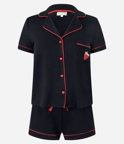 Pijama Short Doll Americano con Bordado de Frutilla 4