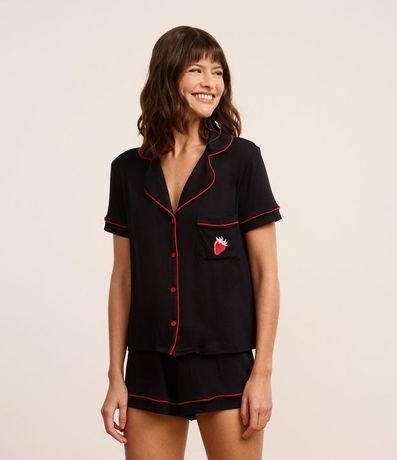 Pijama Short Doll Americano con Bordado de Frutilla