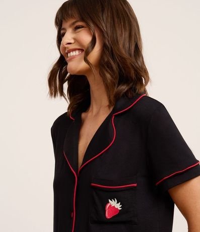 Pijama Short Doll Americano con Bordado de Frutilla 2