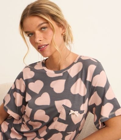 Camisón en Viscosa con Estampa de Corazón y Bolsillo Pequeño 2