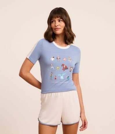 Pijama Short Doll en Viscosa con Estampa de Personajes Pixar