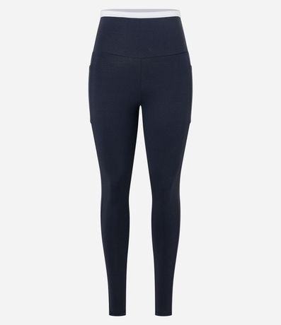 Pantalón Legging Deportiva en Microfibra con Cintura Doble y Bolsillos 1