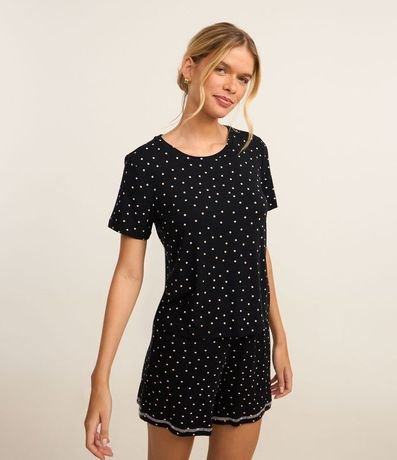 Blusa de Pijama en Viscosa con Estampa de Lunares