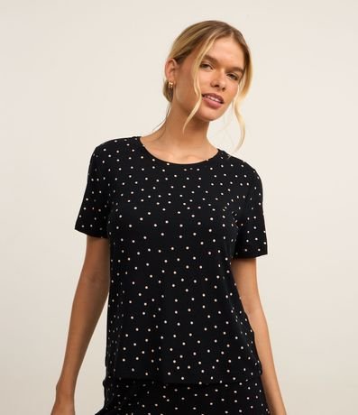 Blusa de Pijama en Viscosa con Estampa de Lunares 2