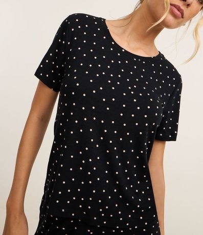 Blusa de Pijama en Viscosa con Estampa de Lunares 3