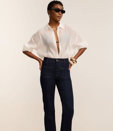 Pantalón Recto en Jeans con Cintura Mediana y Bolsillos Delanteros 2