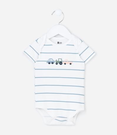 Body Infantil con Estampa Rayada y Carrinhos - Talle RN a 18 Meses 2