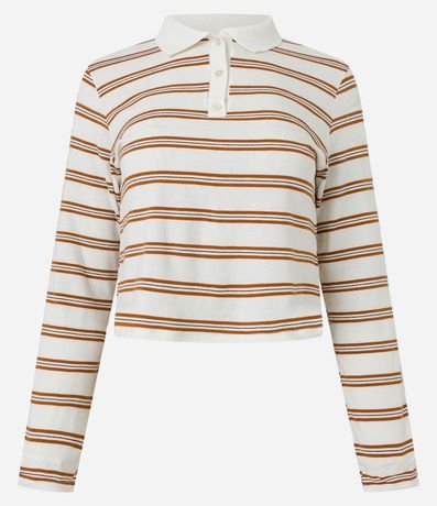 Blusa Polo Rayada con Cuello Contrastante 4