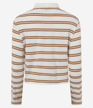 Blusa Polo Rayada con Cuello Contrastante 5