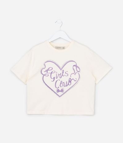 Remera Boxy Infantil con Aplicación de Strass Girls Club - Talle 5 a 14 años