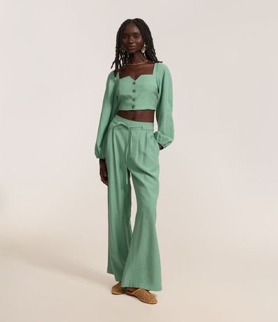 Pantalón Wide Leg Sastrería con Cinturón Incorporado