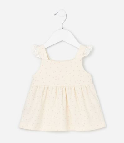 Conjunto Infantil con Estampa de Lunares Detalles en Broderie y Textura Waffle - Talle 0 a 18 Meses 3