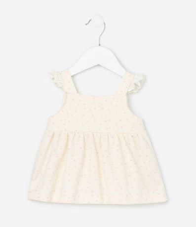 Conjunto Infantil con Estampa de Lunares Detalles en Broderie y Textura Waffle - Talle 0 a 18 Meses 4