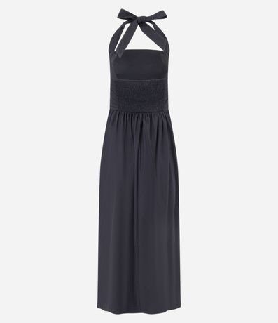 Vestido Midi en Tricolina con Fruncido en la Cintura y Lastex en la Espalda 5