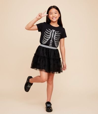 Remera Infantil con Estampa Esqueleto - Talle 5 a 14 años