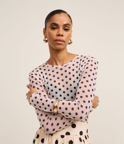 Blusa en Tule con Estampa de Lunares 1