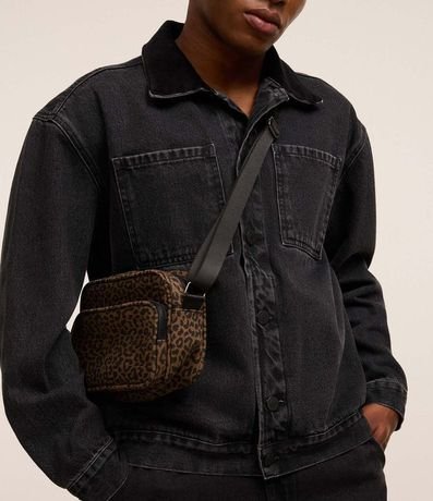 Bolsa Shoulder Bag en Algodón con Estampa de Animal Print