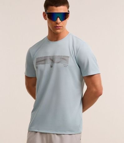 Remera Regular Deportiva en Tecnologia Dry com Print y Recortes