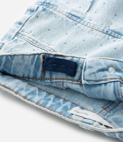 Pollera Infantil Jeans con Pliegues y Brillitos - Talle 5 a 14 años 5