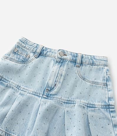 Pollera Infantil Jeans con Pliegues y Brillitos - Talle 5 a 14 años 6
