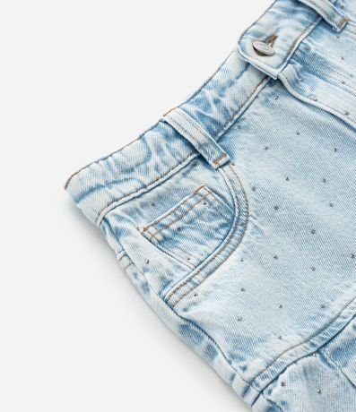 Pollera Infantil Jeans con Pliegues y Brillitos - Talle 5 a 14 años 7