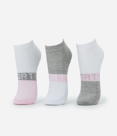 Kit 03 Medias Caña corta Deportivas en Algodón con Estampa Sporty 1