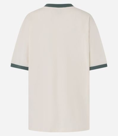 Remera Over en Algodón con Escote V y Estampa Lettering Brooklyn 4